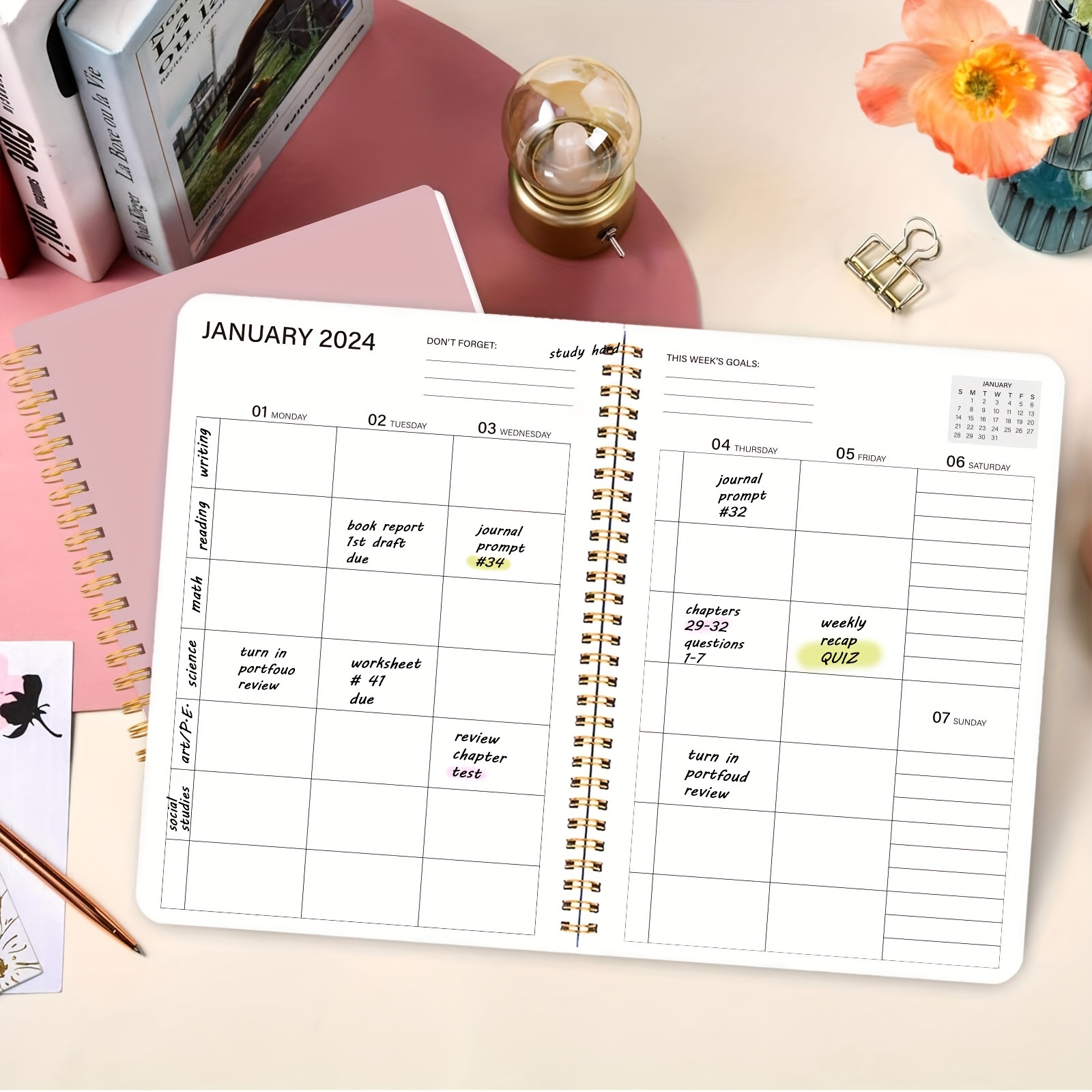 2024 Planner Refills - One Page per Day Daily & Monthly Planner, January 2024 -December 2024, Prioritized, To-Do List, Notes, Appointment Schedule
