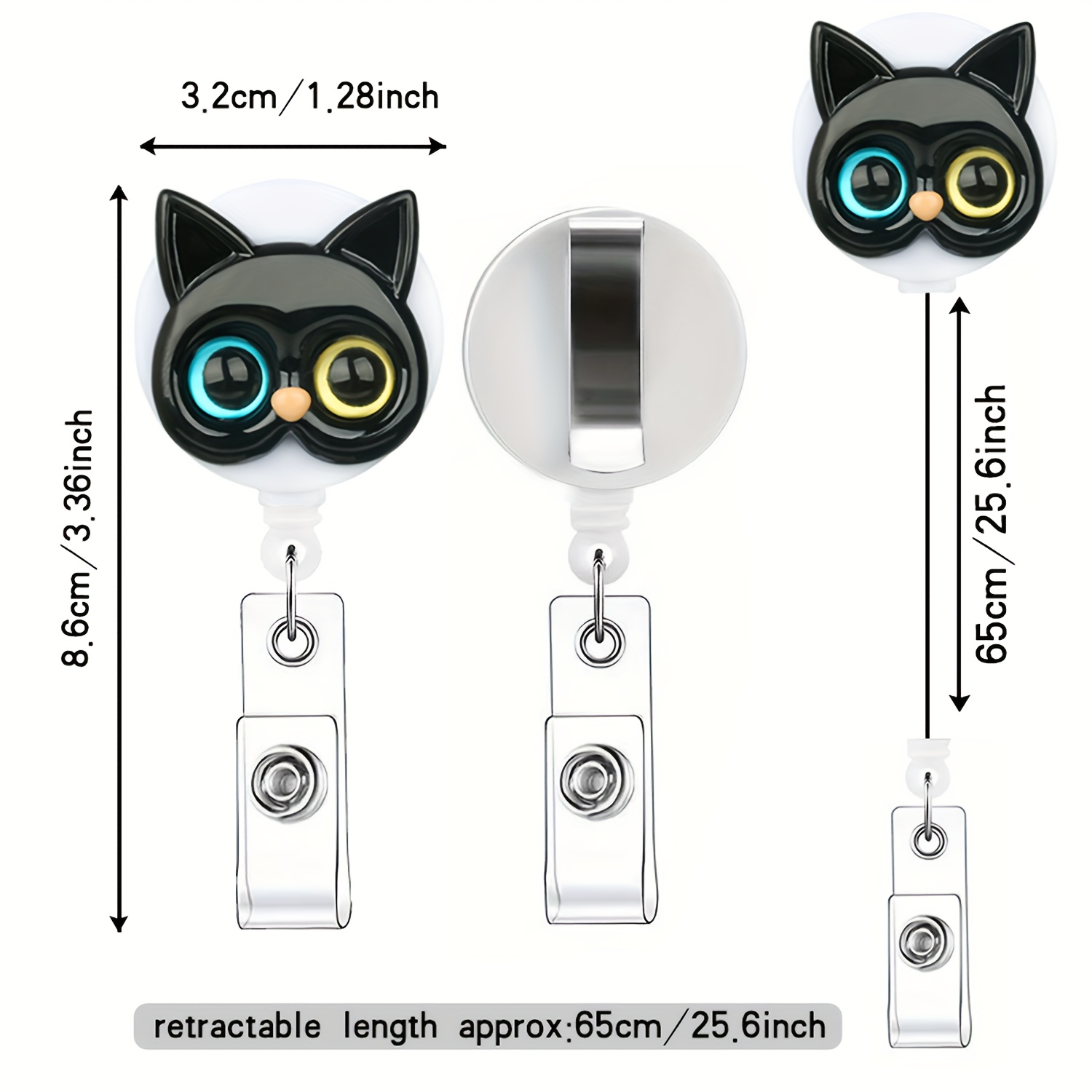 1PC Cat Badge Reel, Cute Badge Holder Retractable with ID Clip for Nurse  Accessories for Work, Funny Badge Holder Reels