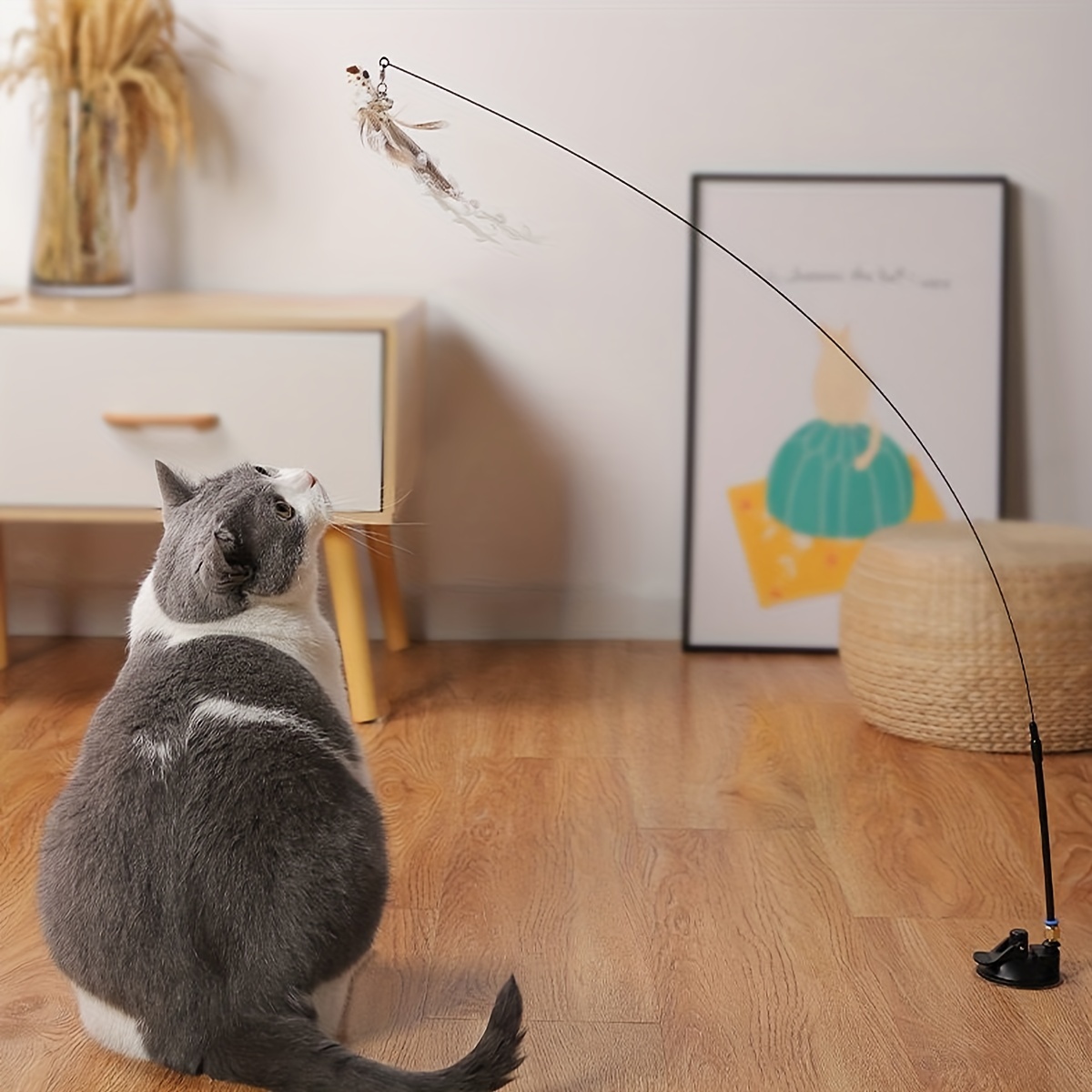 Interactive Cat Toy Plush Balls Fun Teaser Stick Indoor Cats - Temu