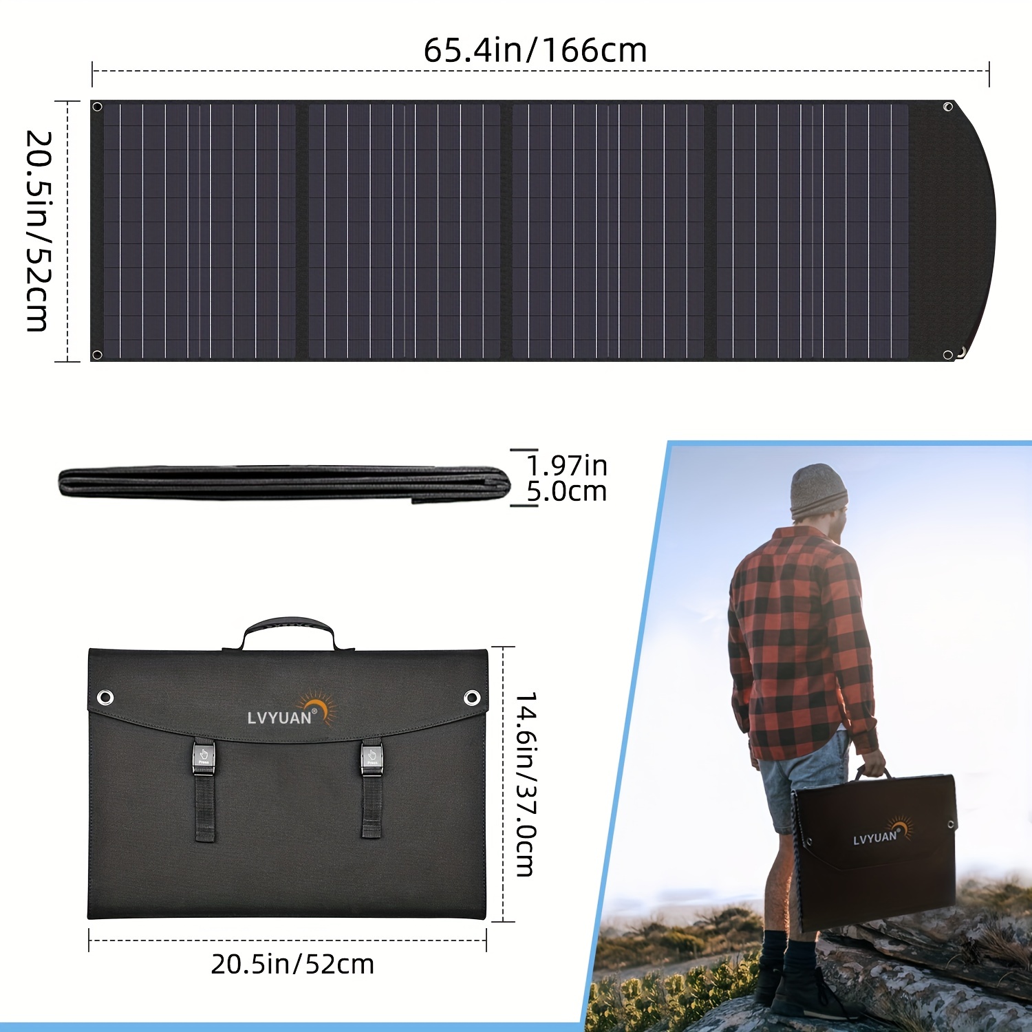 120W Panel Solar Portátil Con Soporte Ajustable Plegable - Temu