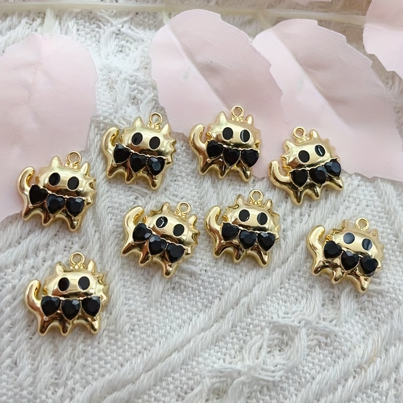 10pcs Enamel Cat Charms For Jewelry Making Cute Anime Earring