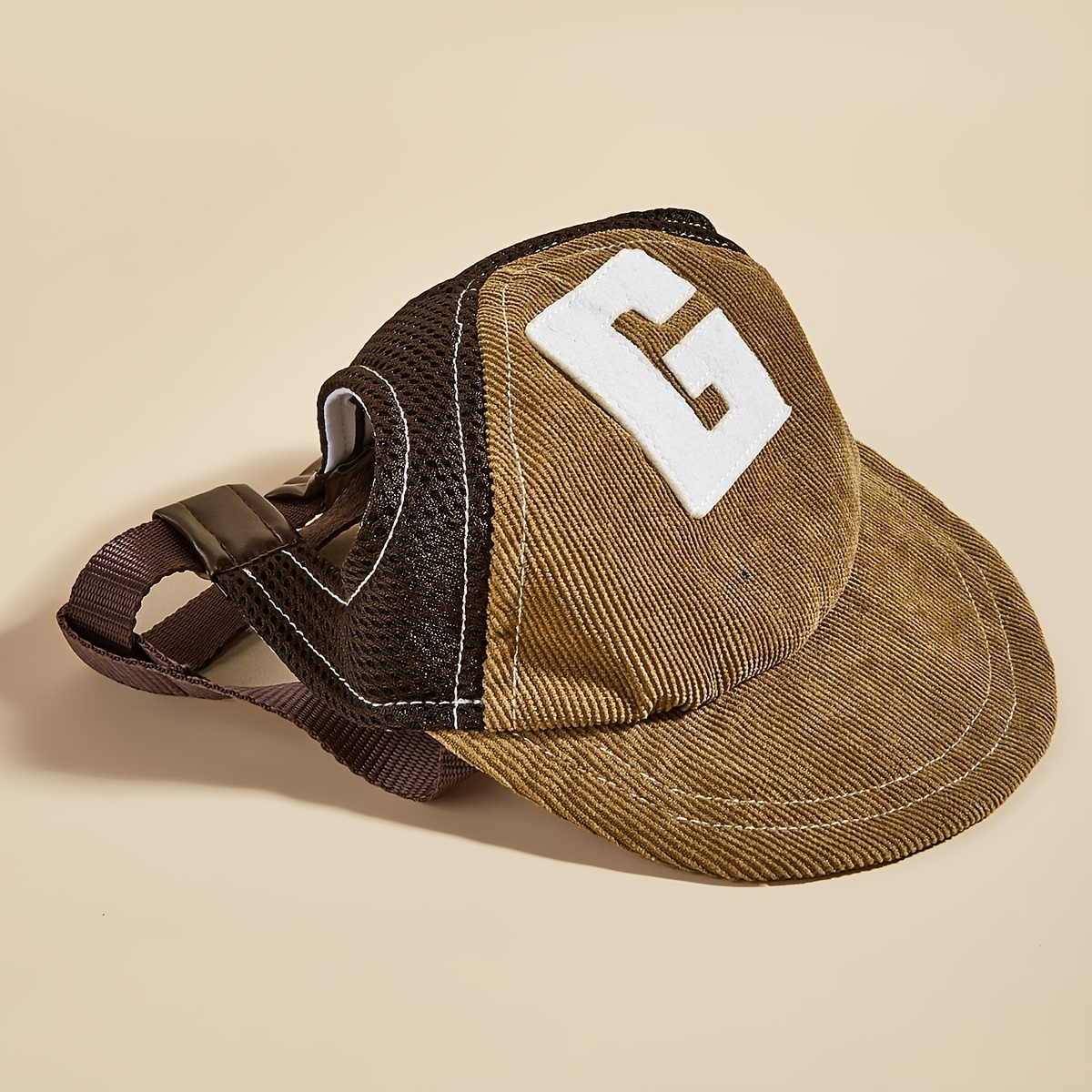 Upgrade Your Dog's Look with This Stylish Brown Sunproof Hat with Letter G  Pattern