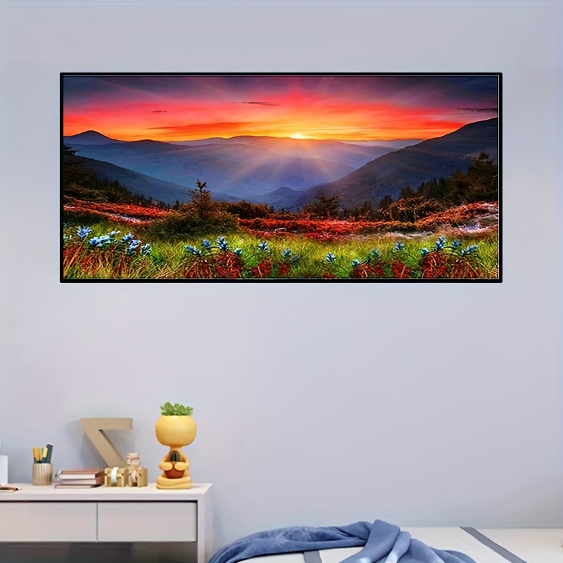 5D Mountain Artificial Diamond Art Painting Sunrise,Large Size Artificial  Diamond Painting Kits,New Diamond Painting Kits,DIY Large Diamond Painting