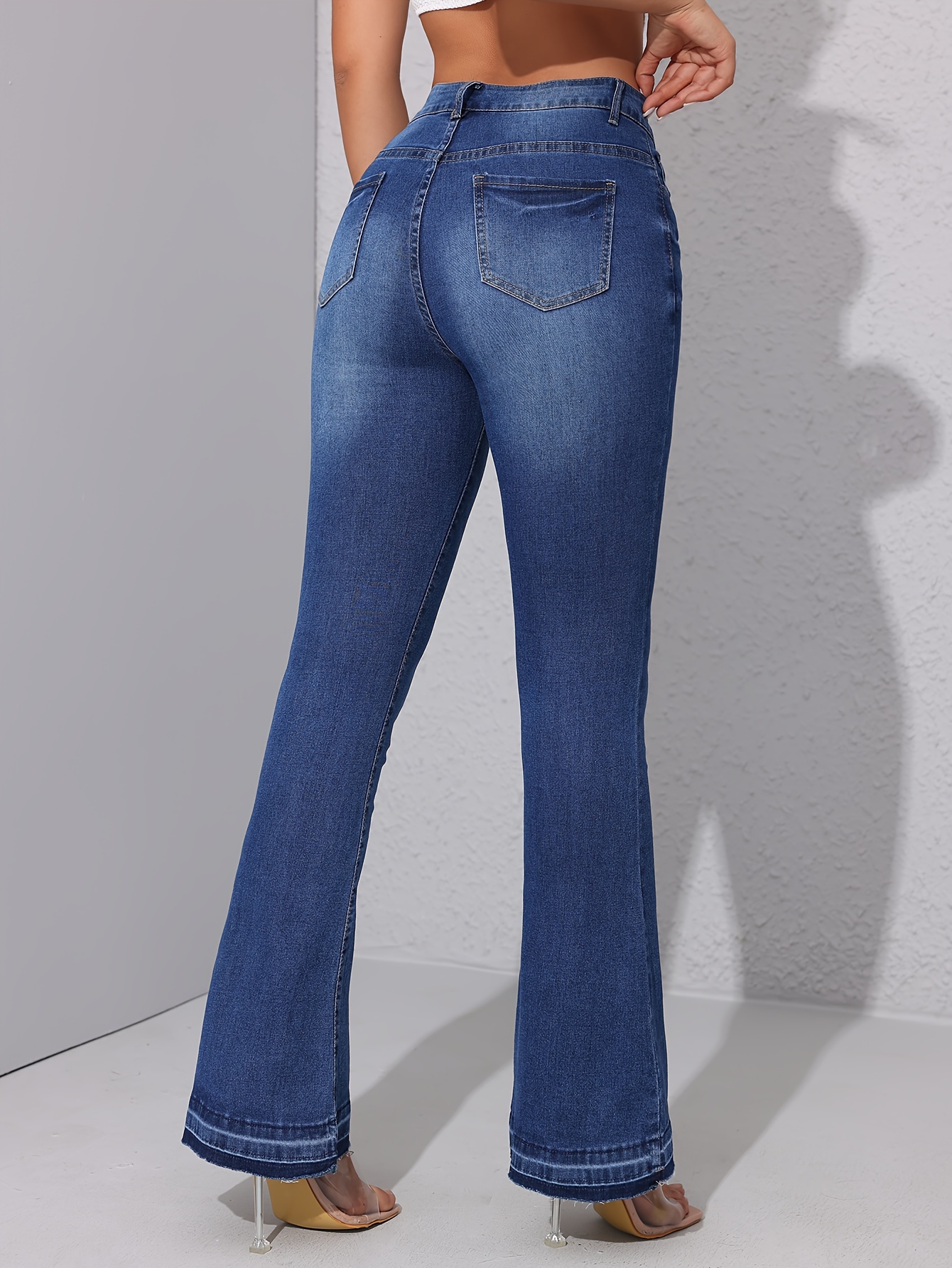  ABZEKH Jeans for Women - High Waist Slant Pocket