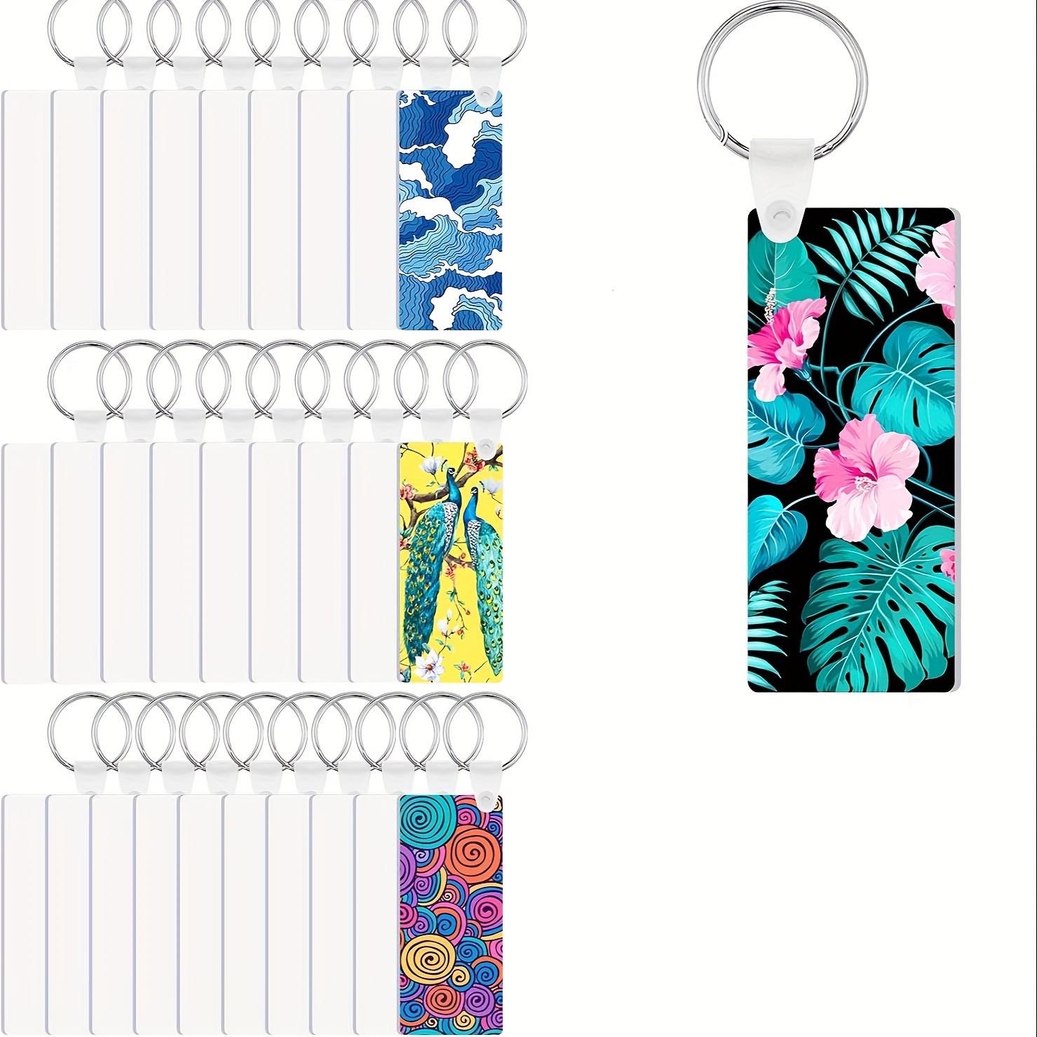 44pcs Sublimation Stamping Blank Aluminum Dog Tags, Double Sided Sublimation Metal Name Tag with Chain Necklace Chain Key Rings Heat Tape for Pet ID