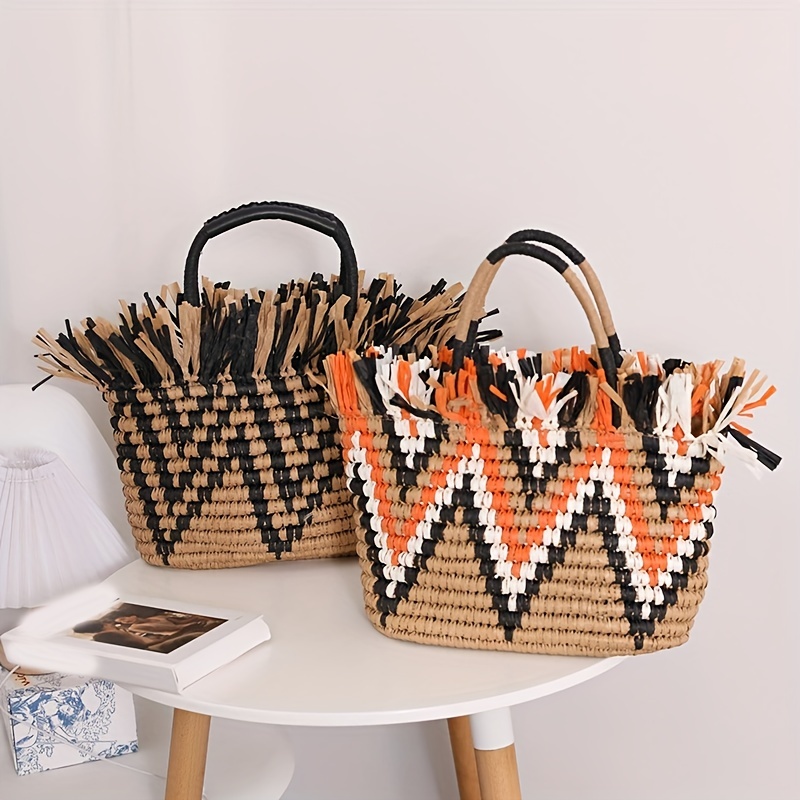 Chevron Stripes Pattern Tote Bag, Women Knitted Shoulder Bag, Aesthetic  Handbag For Shopping & Commuting - Temu