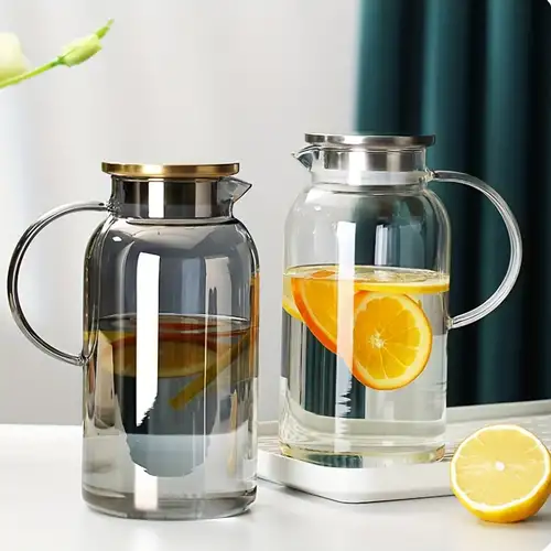 Water Glass Pitcher with Lid Iced Tea Pitcher Water Jug Hot Cold