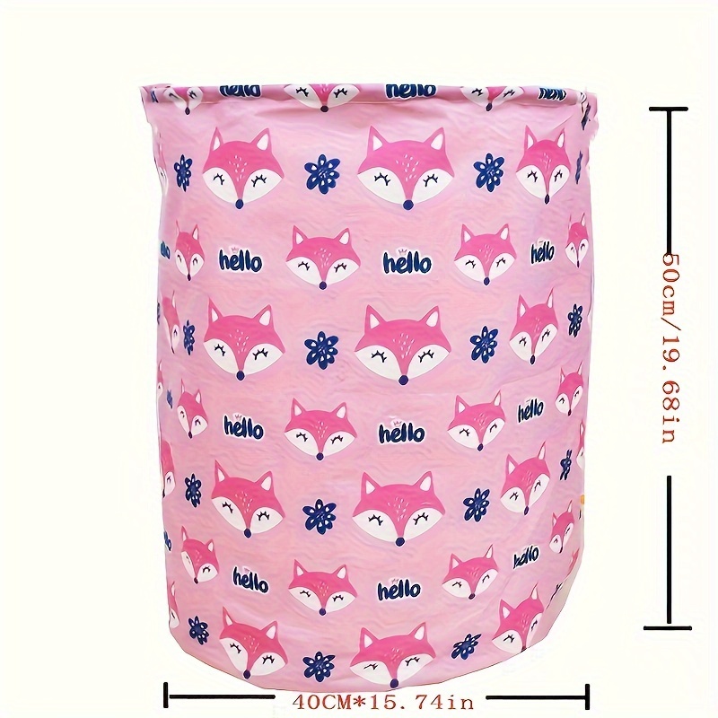 1pc Cartoon Fox Pattern Laundry Hamper, Cute Cloth Laundry Bucket