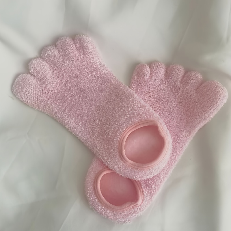 Fuzzy Toe Socks Five Finger Crew Moisturizing Socks Women's - Temu
