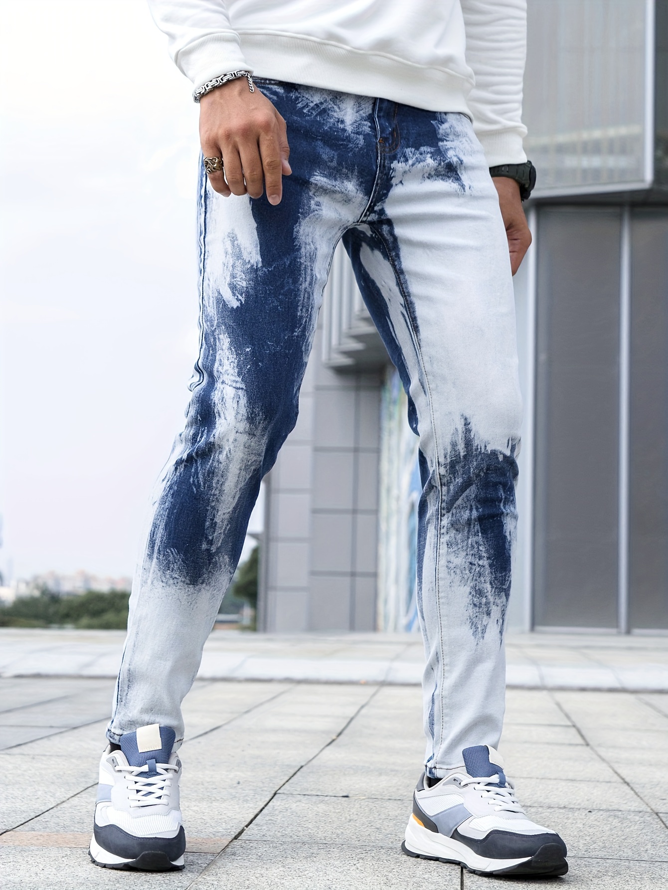 Pantalones Blancos De Mezclilla Para Hombres - Temu