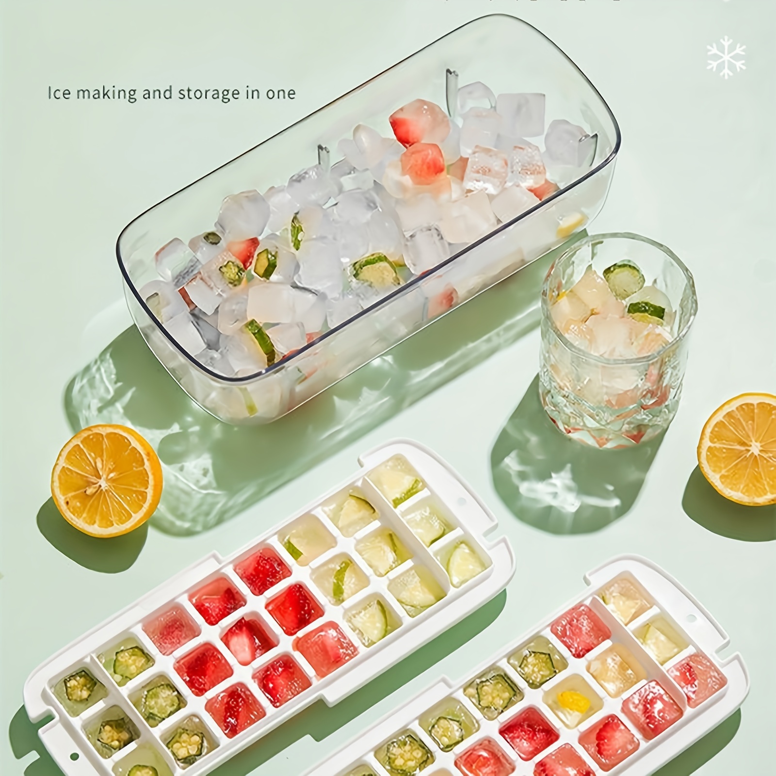 Silicone Square Ice Box Ice Cube Mold Press Type Ice Storage Box