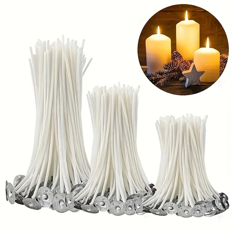 Candle Wick Kit, 100pcs Candle Wicks with Wick Stickers, Wick Holders, Wick Placing Tube and Candle Tags for Candle Making (8 inch Kit)