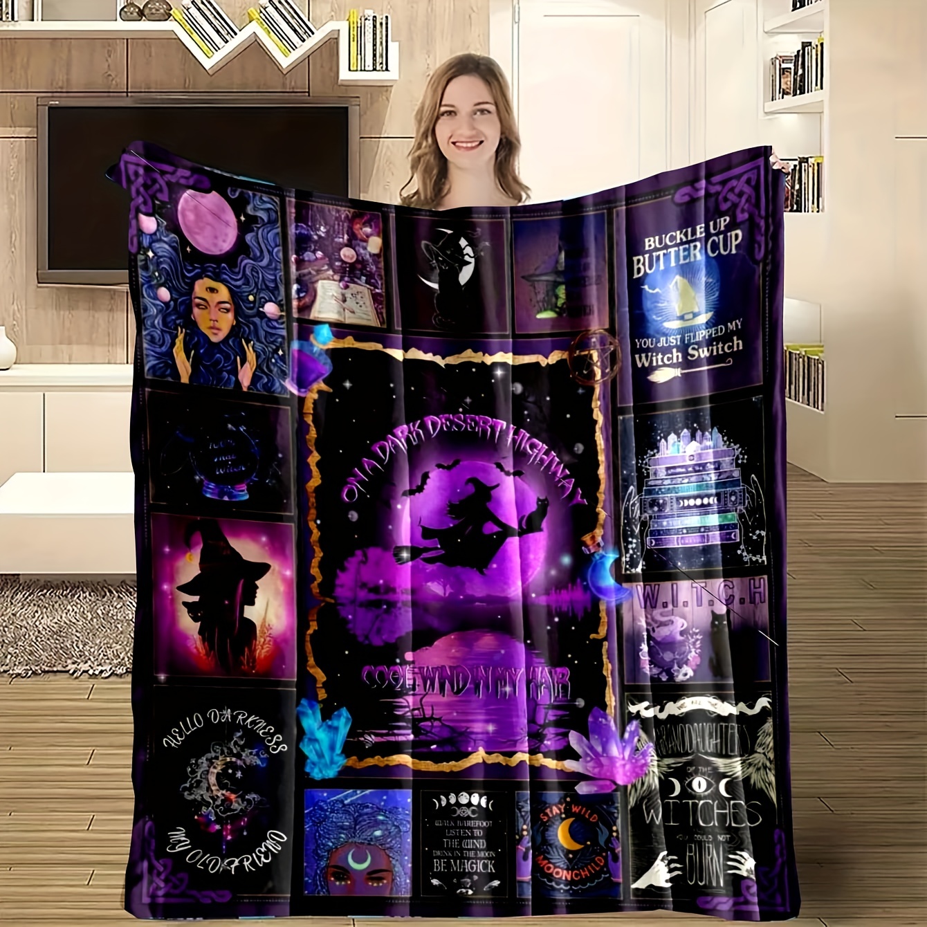 Blanket,　Witch　Halloween　Gift　All　Blanket,　Conditioning　Blanket,　Gift　Available　Camping　Comfortable　Party　For　Air　Warm　Tv　Blanket,　Blanket　Sofa　Blanket,　Blanket,　In　Personality　Family　Blanket,　Friends,　Car　Travel　Seasons　Temu