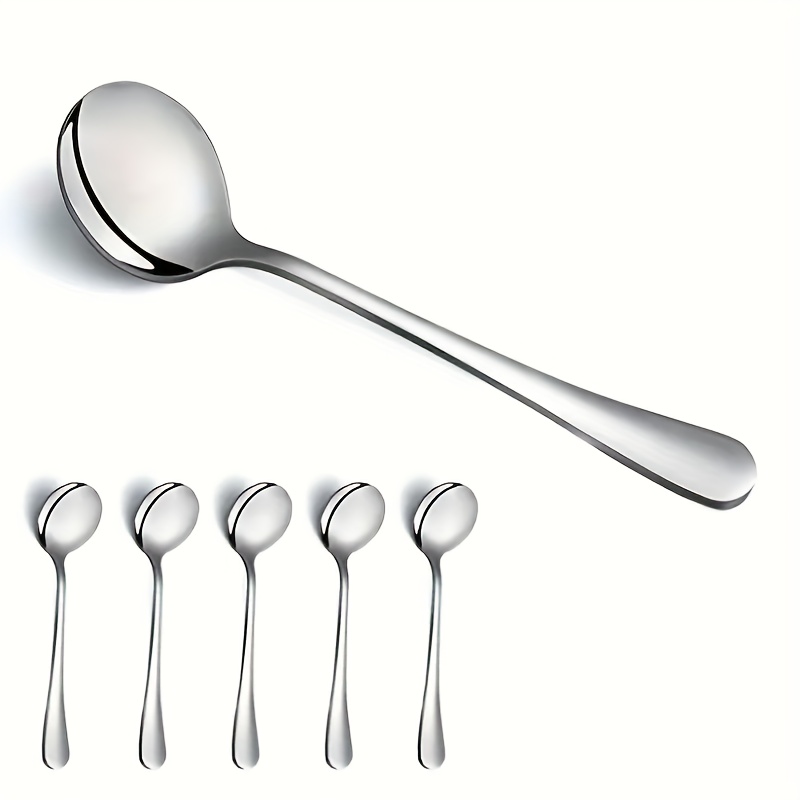 6/12Pieces Dinner Spoon Set, 7.99in Tablespoons, Silverware Spoons,  Stainless Steel Spoons Set For Eating Soup, Cereal - Mirror Polished  Dishwasher Sa