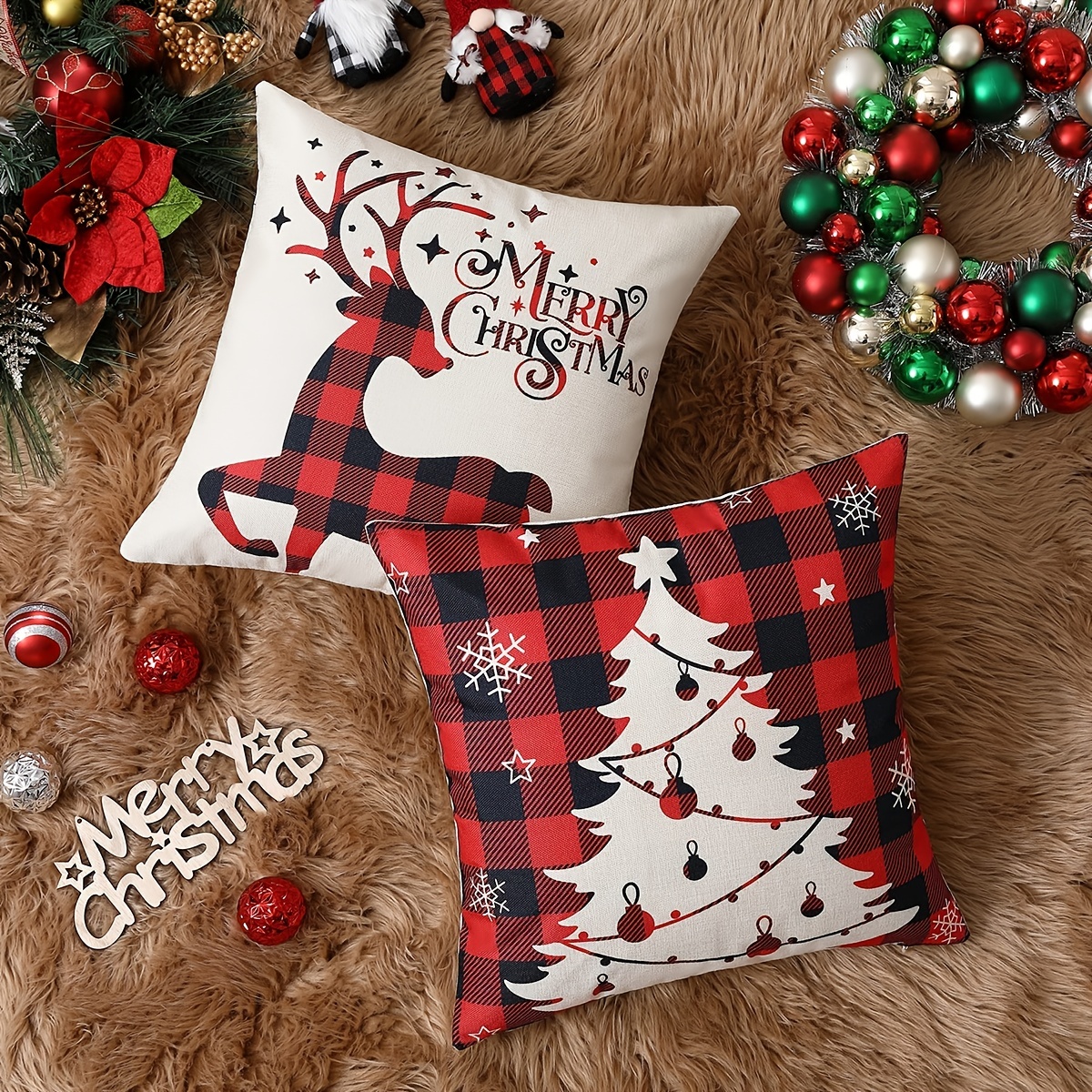 Christmas Linen Throw Pillow Case, Square Cushion Case, Decorative Pillow  Cover For Living Room Bedroom Couch Sofa, Home Decor Room Decor Party Decor  Single-sided Printed (no Pillow Insert) - Temu