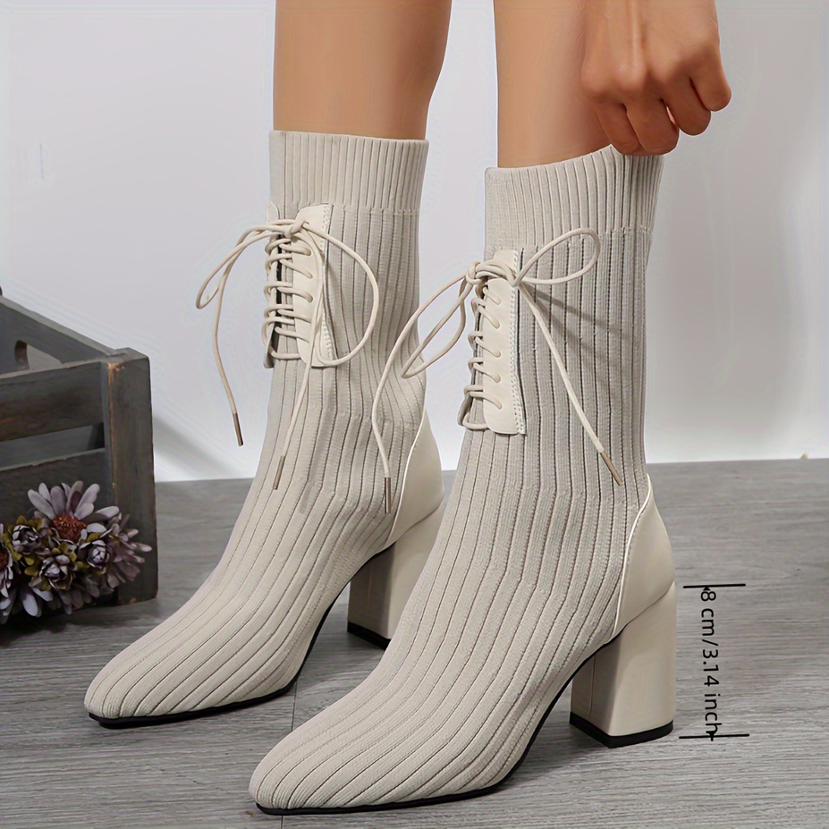 sock boots 2 inch heel