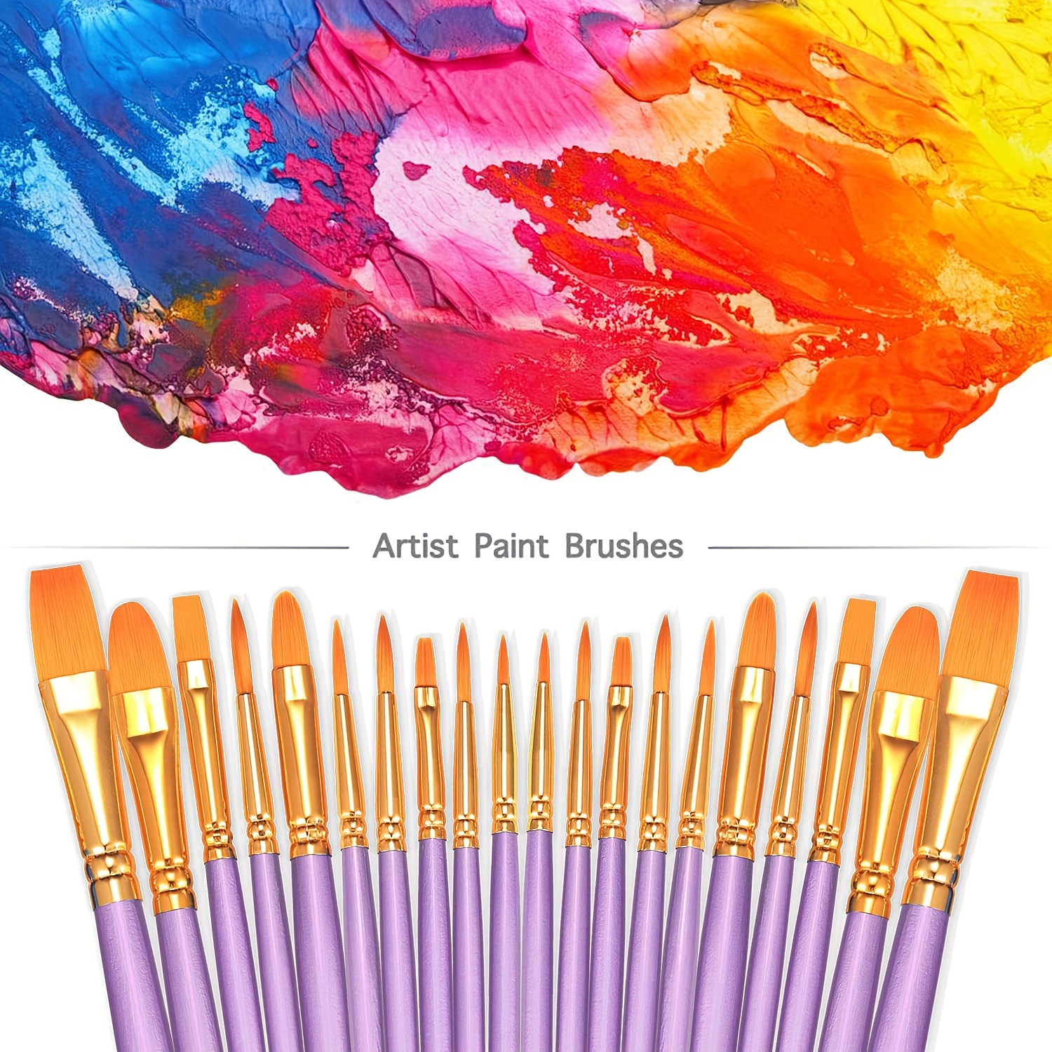 Set of 7 Flat Paint Brushes for Acrylic Painting, Soft Painting Brushes  Assorted Sized Craft Brushes Nylon Chip Brushes Artist Varnish Brush Wide  Art