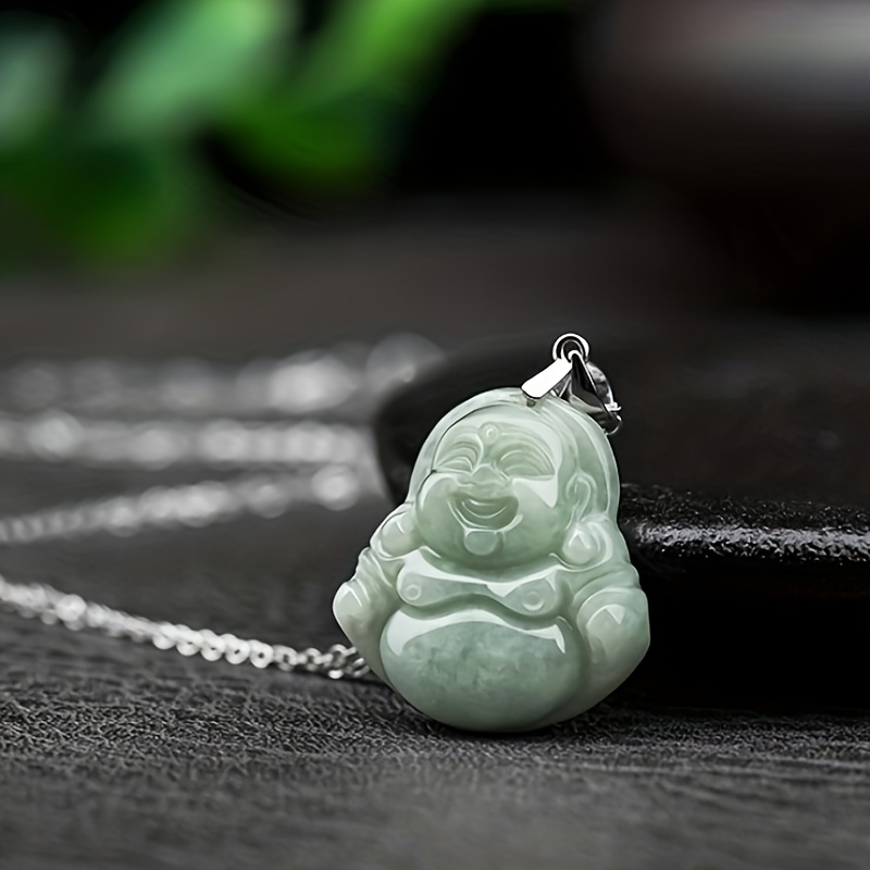 Natural Myanmar Jade Buddha Man Pendant Necklace