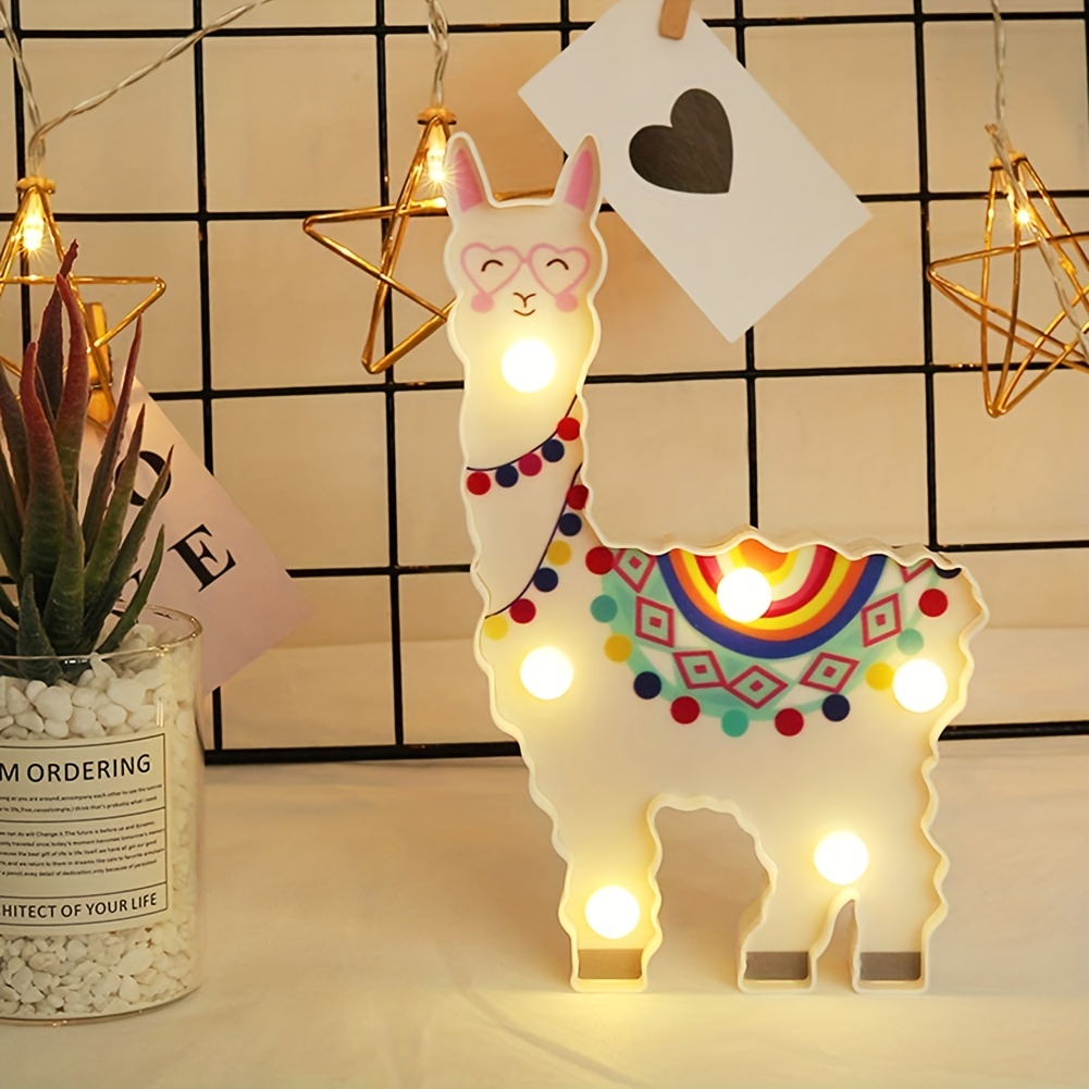  Luz nocturna de llama de alpaca, luz de noche decorativa de  alpaca/dragón, lámpara de noche para mesa de pared, decoración de  habitación, bombillas LED, regalos encantadores para niñas y niños (A, 