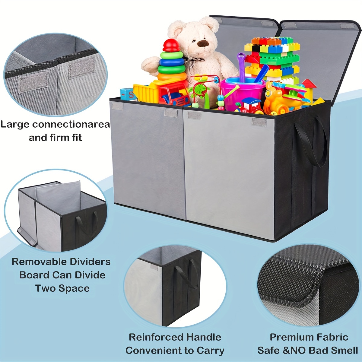 Flip top Lid Storage Bin Thin Grey Toy Storage Box Extra - Temu