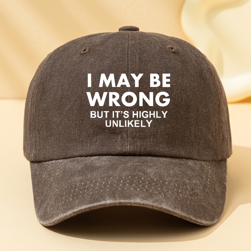 TEMU Men's " But It's Highly " Vintage Washed Baseball - Adjustable, Soft Polyester, Non-stretch, Sports Style, Hand Washable, Casual & Fashionable