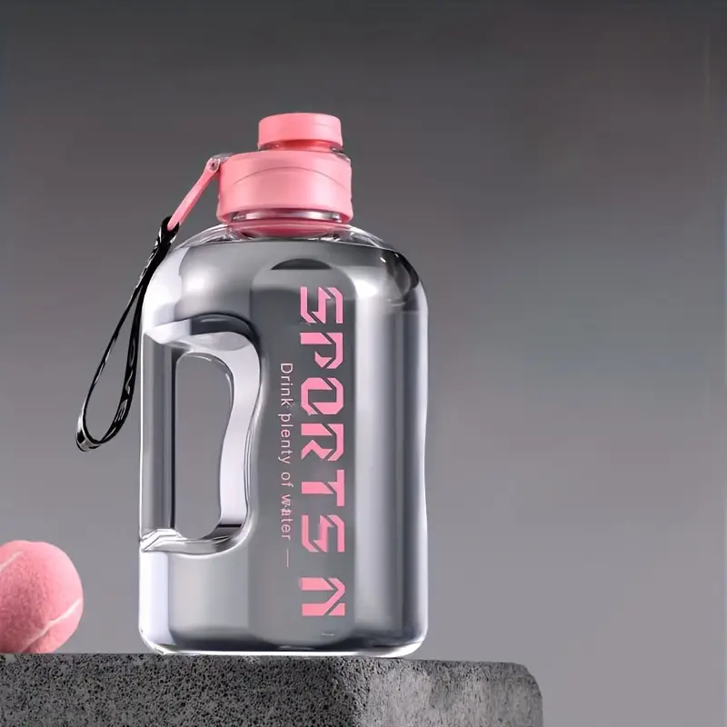 1700ml large capacity sports water bottle with straw durable pc material ideal for gym travel camping hiking fishing pink 11