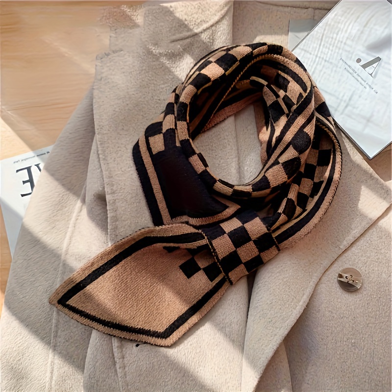 Geometric Checkered Leopard Neck Scarf Elegant Stylish Warm Cross