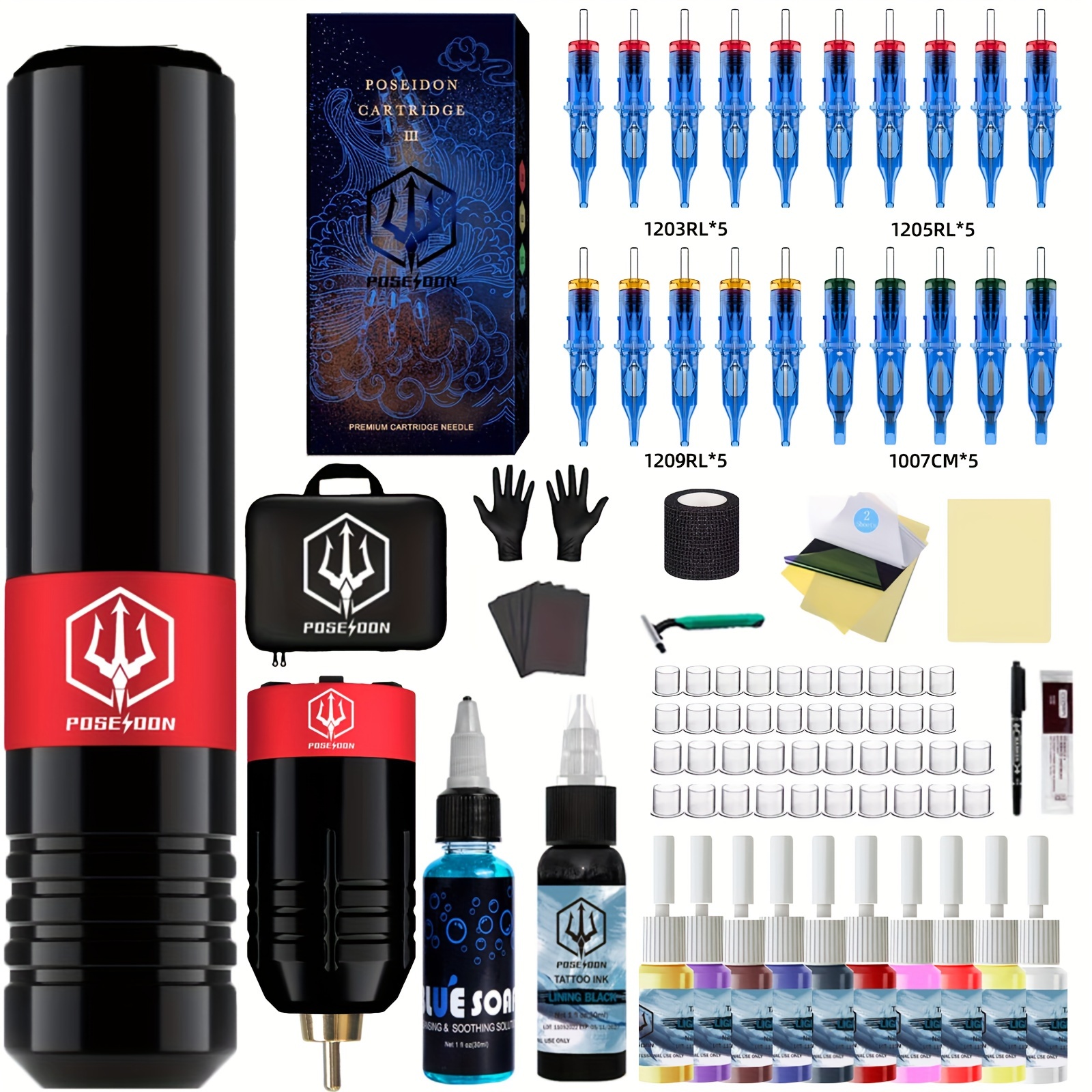 Complete Tattoo Pen Machine Kit for Beginners 40 Needle Cartridges