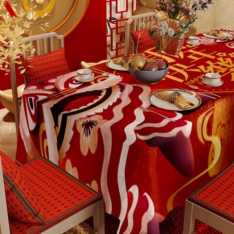 Lion Dance Tablecloth Waterproof Heat resistant Rectangular - Temu