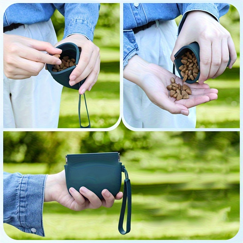 1pc Dog Treat Pouch, Mini Portable Pet Treat Bag with Auto-Closing Feature, Feed Treat Reward Dog Treat Pouch, Pocket Size, Easy to Clean, Ideal for Pet Travel or Outdoor Use, One-Hand Open/Close Treat Bag, Uninterrupted Dog Training Rewards