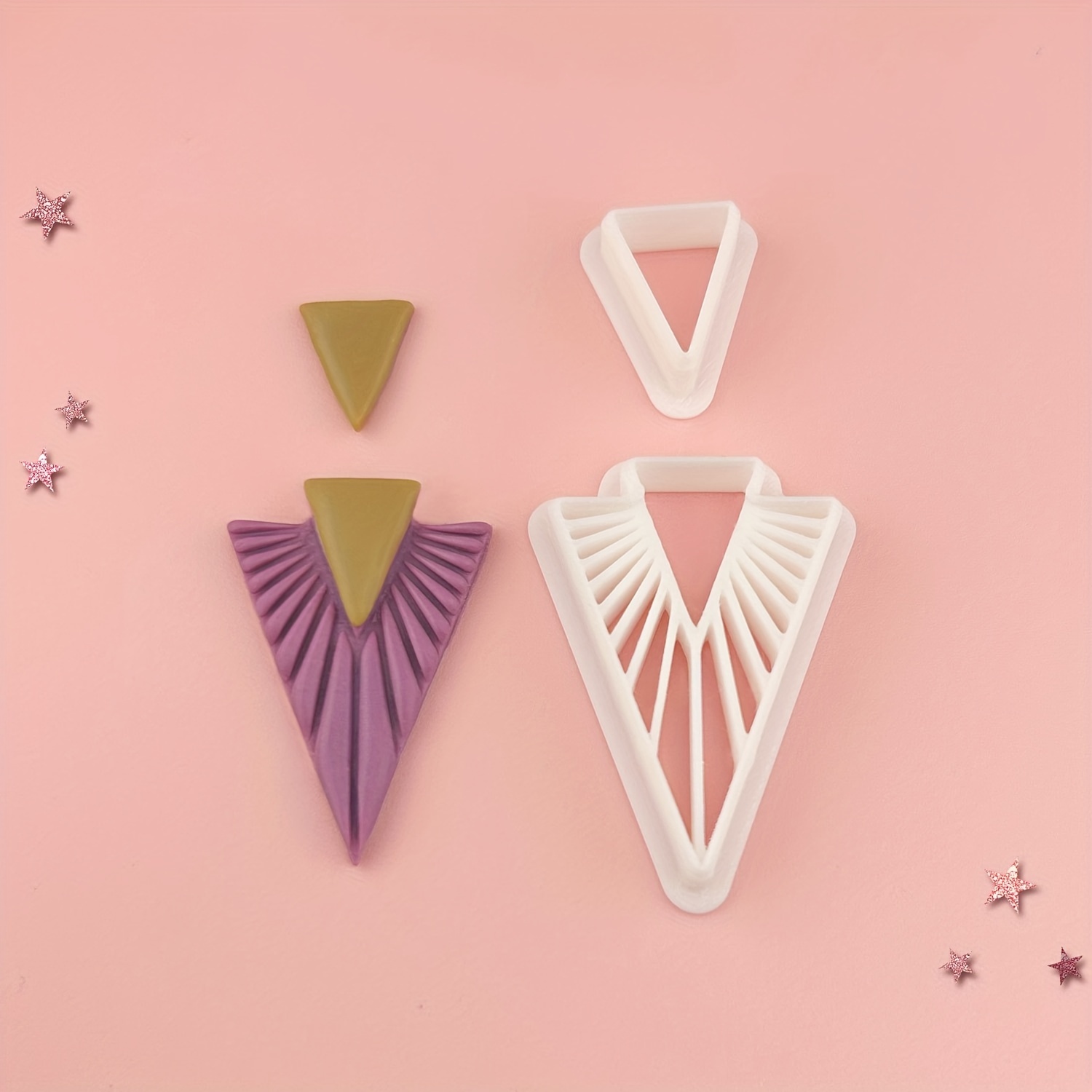 

2pcs/set Triangle Polymer Clay Soft Pottery Earrings Cutting Mold, Jewelry Diy Handmade Tool, Soft Pottery Crafting Supplies