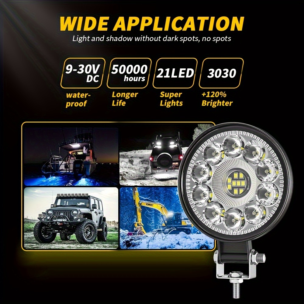 Foco led 27W 12v 24v 6000K 2400lm, barco, jeep 4x4, camión, tractor, coche,  IP67, foco led, bombillas led, espejo con luz