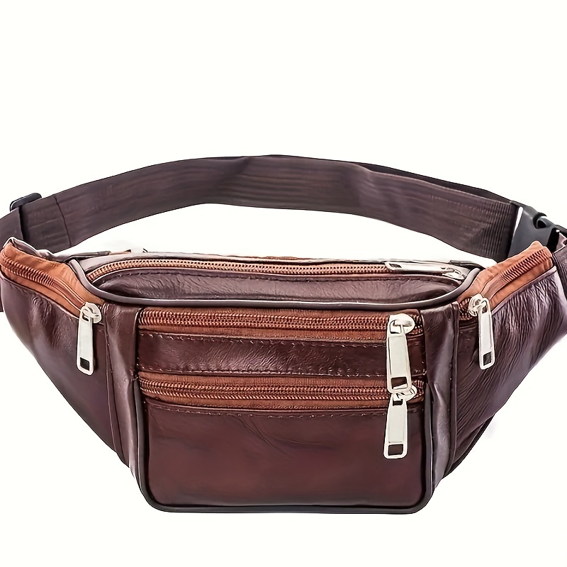 Bolso de cuero para teléfono, bolso de cintura pequeña, cartera de lazo  para cinturón de hombro para hombre, estilo1-marrón