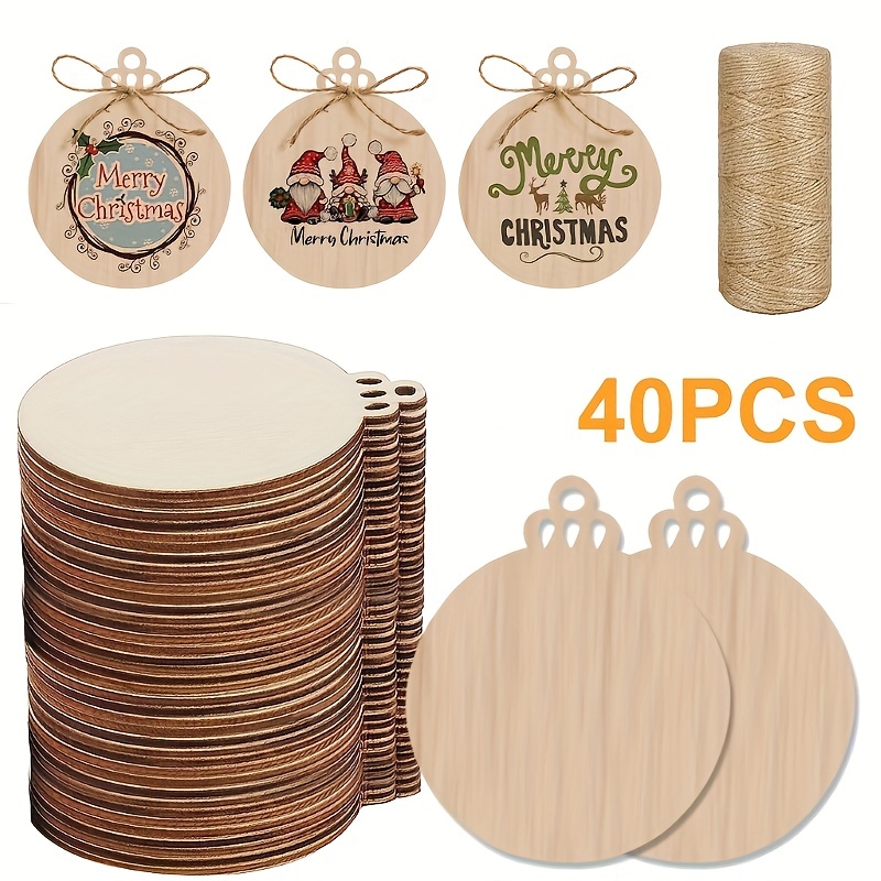 10pcs Round Disc Unfinished Wood Circle Wood Pieces Wooden Cutouts  Ornaments for Craft Supplies Decoration