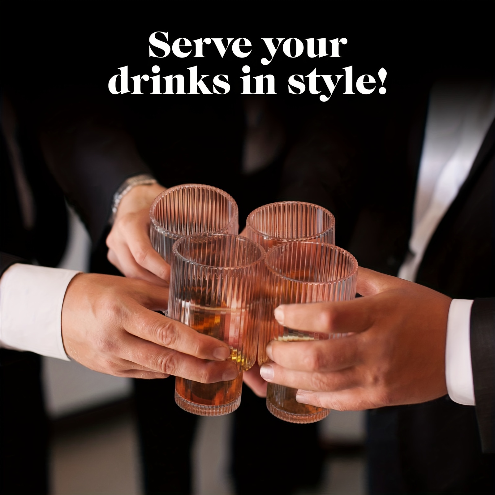 Ribbed Glass Cups, Origami Style Cocktail Glasses, Vintage Glassware,  Whiskey Glasses, Coffee Bar Accessories, Iced Coffee Cups For Cute Gifts -  Temu