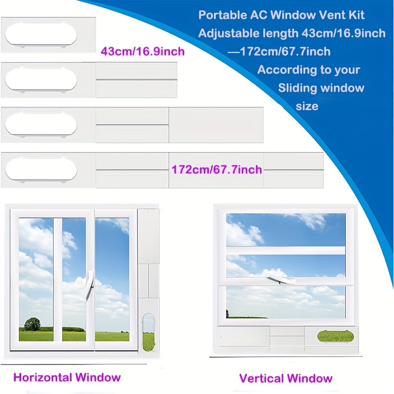 ALINUOYQ Kit de ventilación de aire acondicionado portátil, kit de ventana  portátil sin costuras mejorado con adaptador de manguera de escape de 5.1