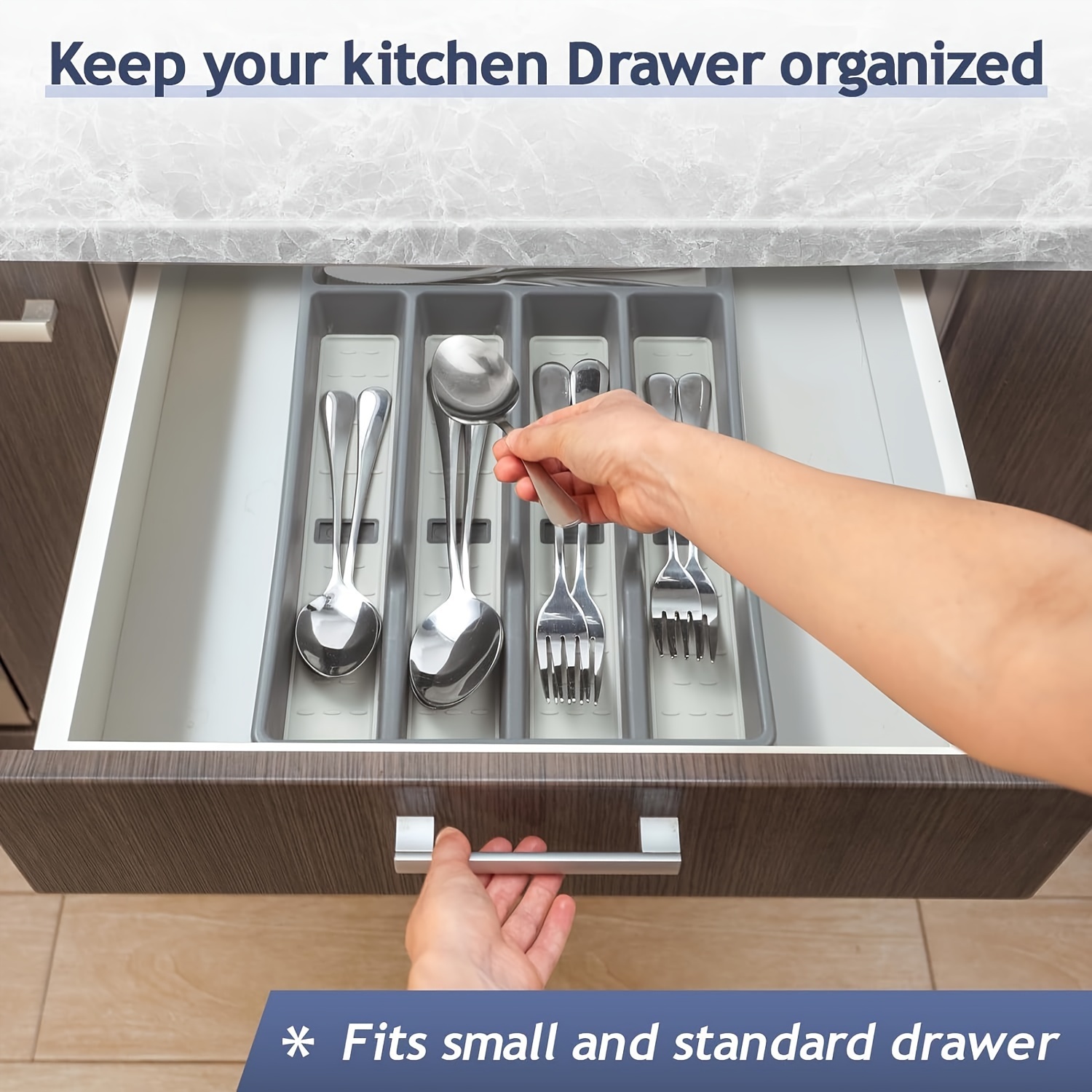 1pc Flatware Organizer, 5-Compartment Silverware Organizer With Cutlery  Icons, Plastic Utensil Organizer With Non-slip TPR Linings, For Kitchen  Drawer