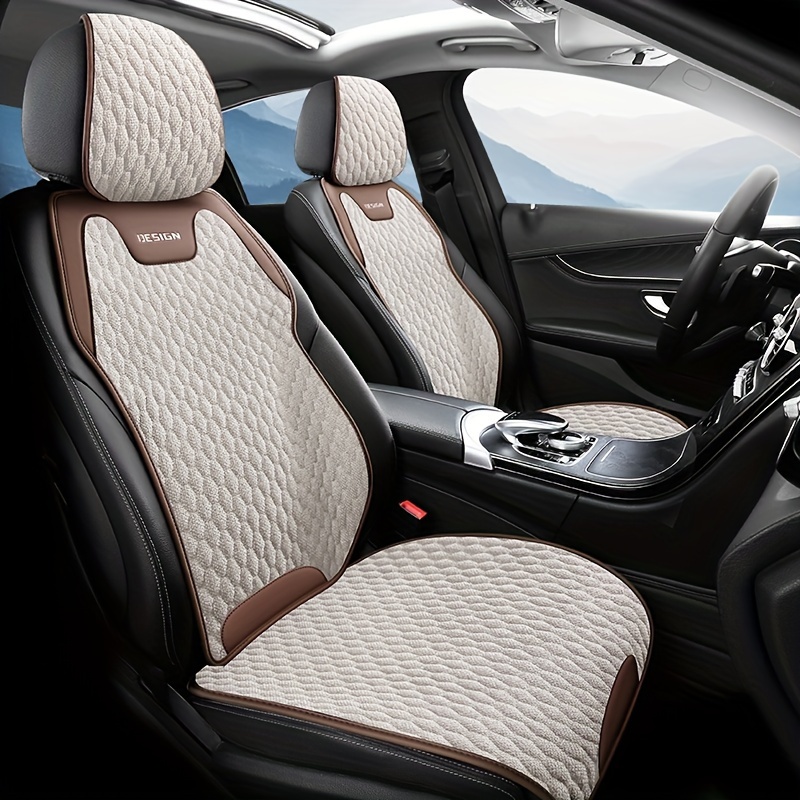 

New Car Cushion 4 Seasons Universal Free Binding Non-slip Saddle Cushion Breathable Linen Fabric Seat Protector
