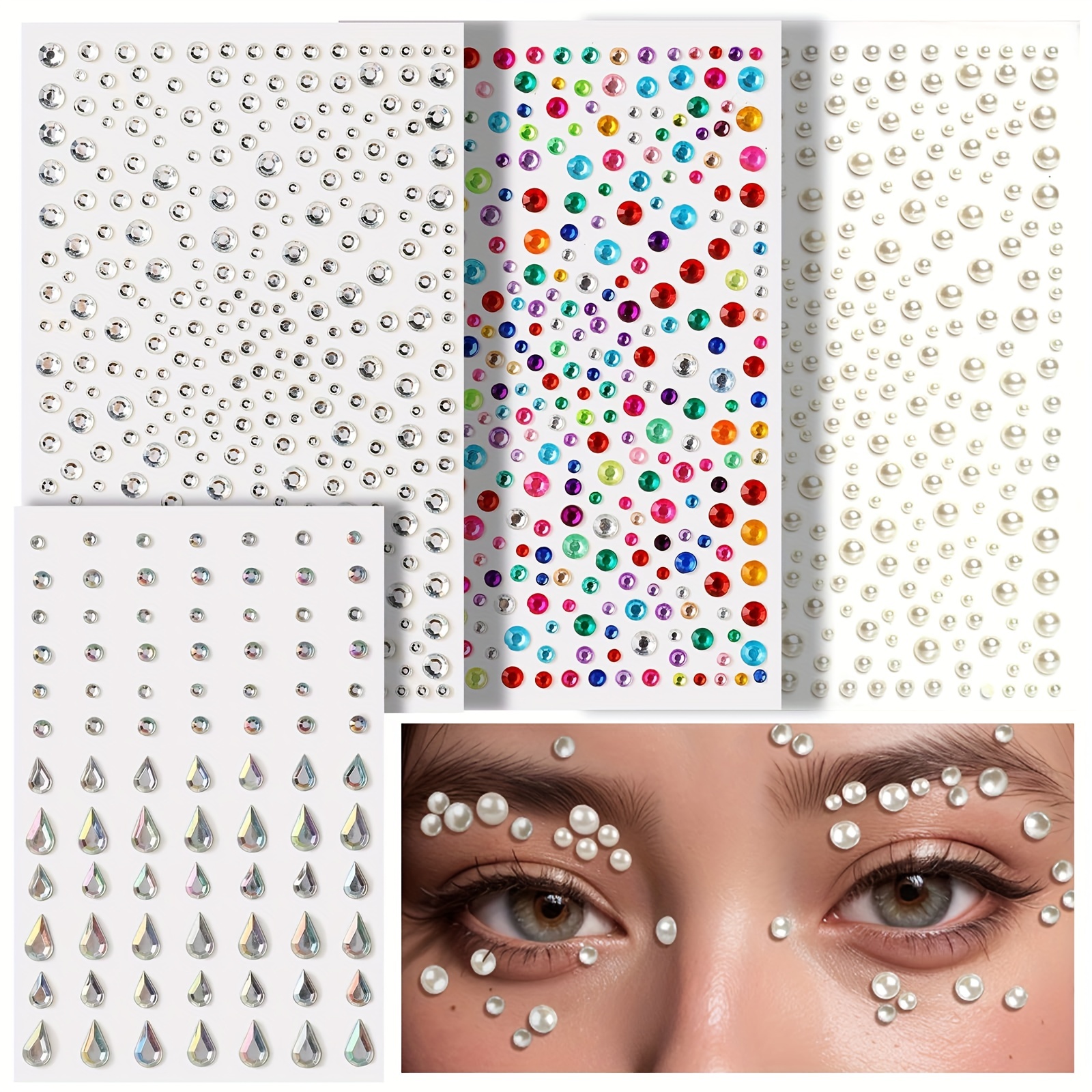 1792pcs Hair Gems, Face Gems, Self-Adhesive Pearl Stickers, Craft Pearl  Stickers, Stick-On Pearls, Beige Pearl Stickers For Makeup, Nails, Diy  Crafts, 3/4/5/6/8mm Rhinestone Stickers For Face, Hair, Crafts