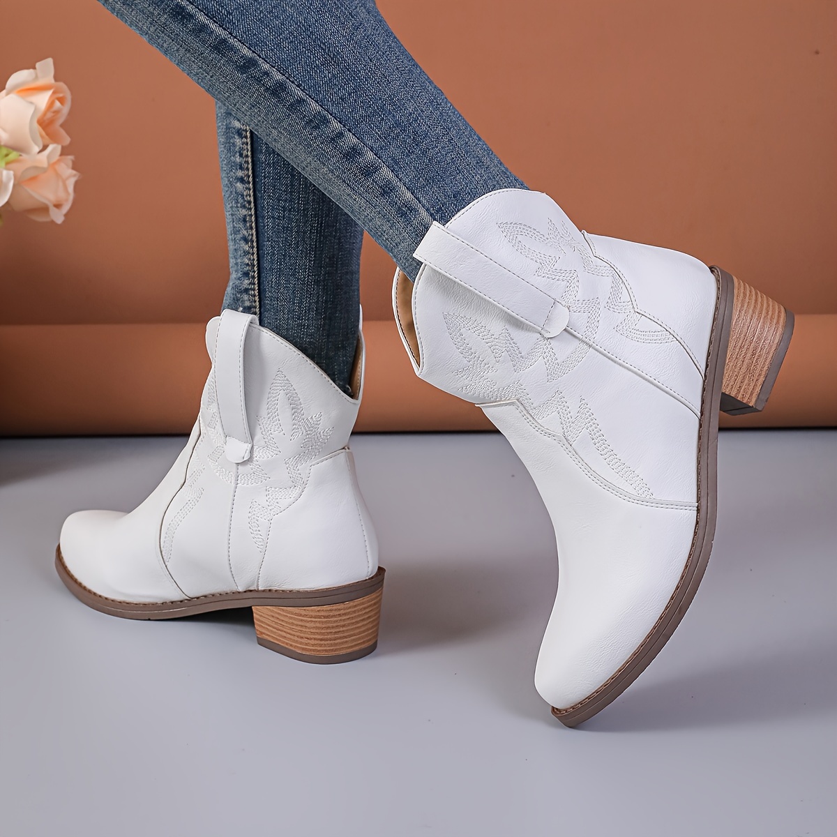 White ankle boots clearance western