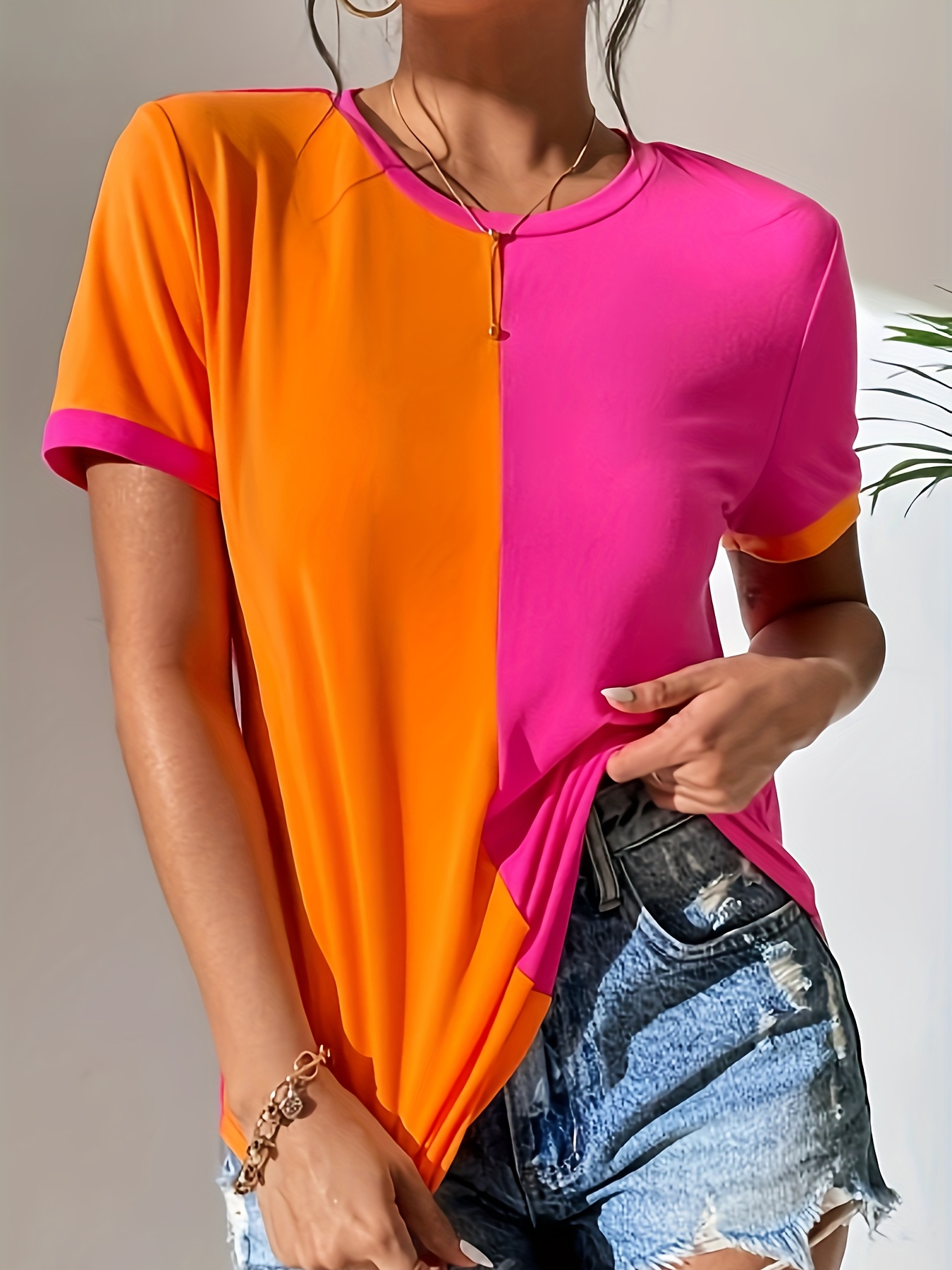 Color Block Corduroy Shirt, Long Sleeve Button Up Casual Top For Spring &  Fall, Women's Clothing