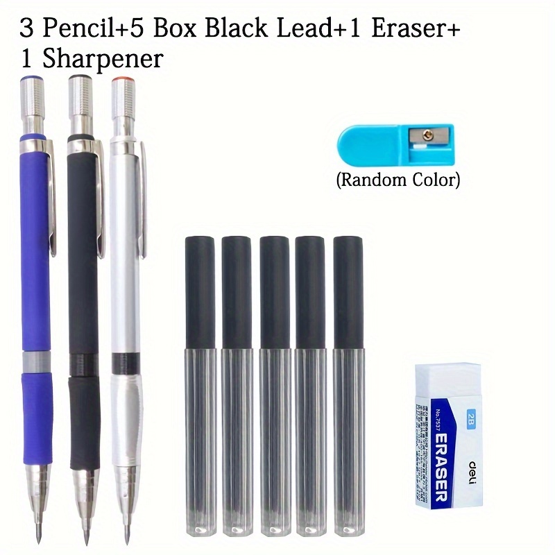 Deli Exam Mechanical Pencil Set 2B 2.0mm With 1 EXAM Eraser 1 Box of 2.0