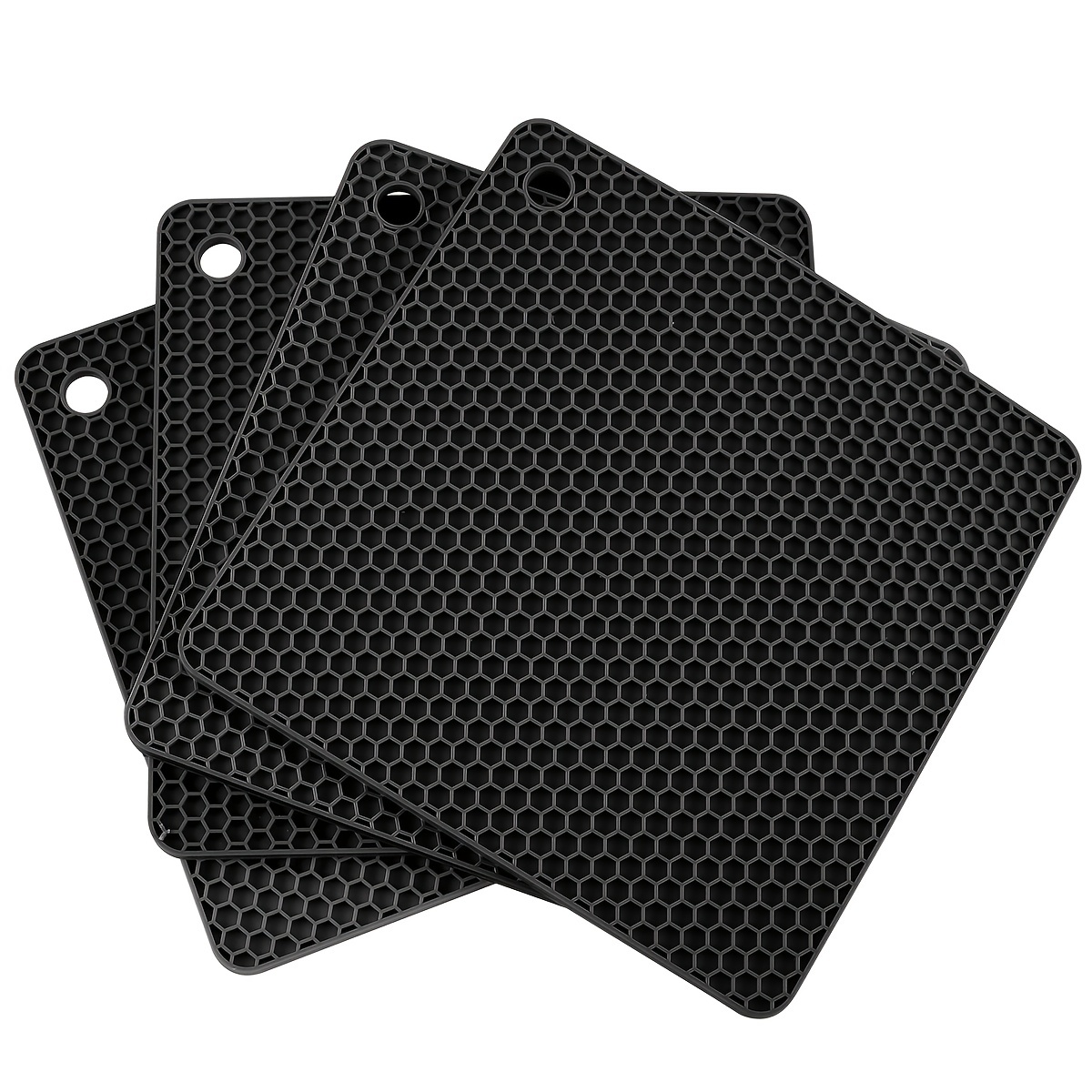 Silicone Pot Pad, Trivet Mat for Countertop, Heat Resistant, Square Table  Placement - Black, 1pc - Foods Co.