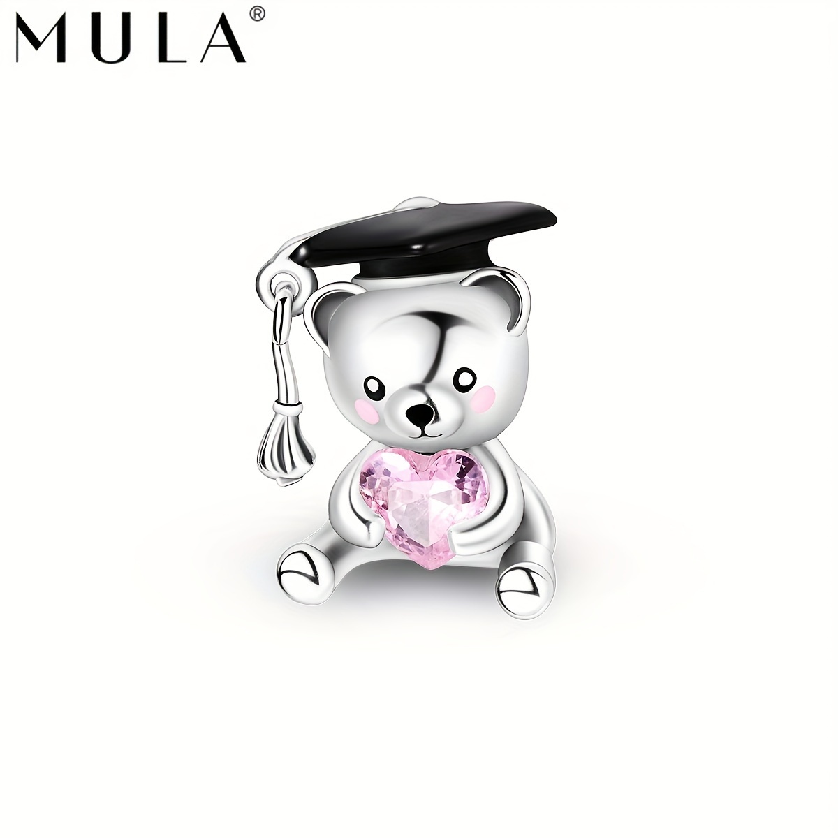 

1pc Mula 925 Silver Plated Super Cute Doctor Bachelor Hat Bear Heart Hugging Graduation Gift Charm Fit Original Bracelet Necklace Diy Jewelry Making Gift For Daughter Women Friend