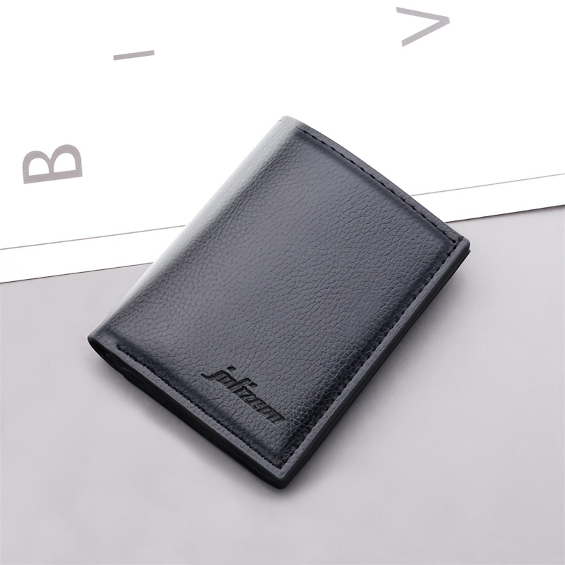 Mens Black Blue Pu Leather Wallet - Temu