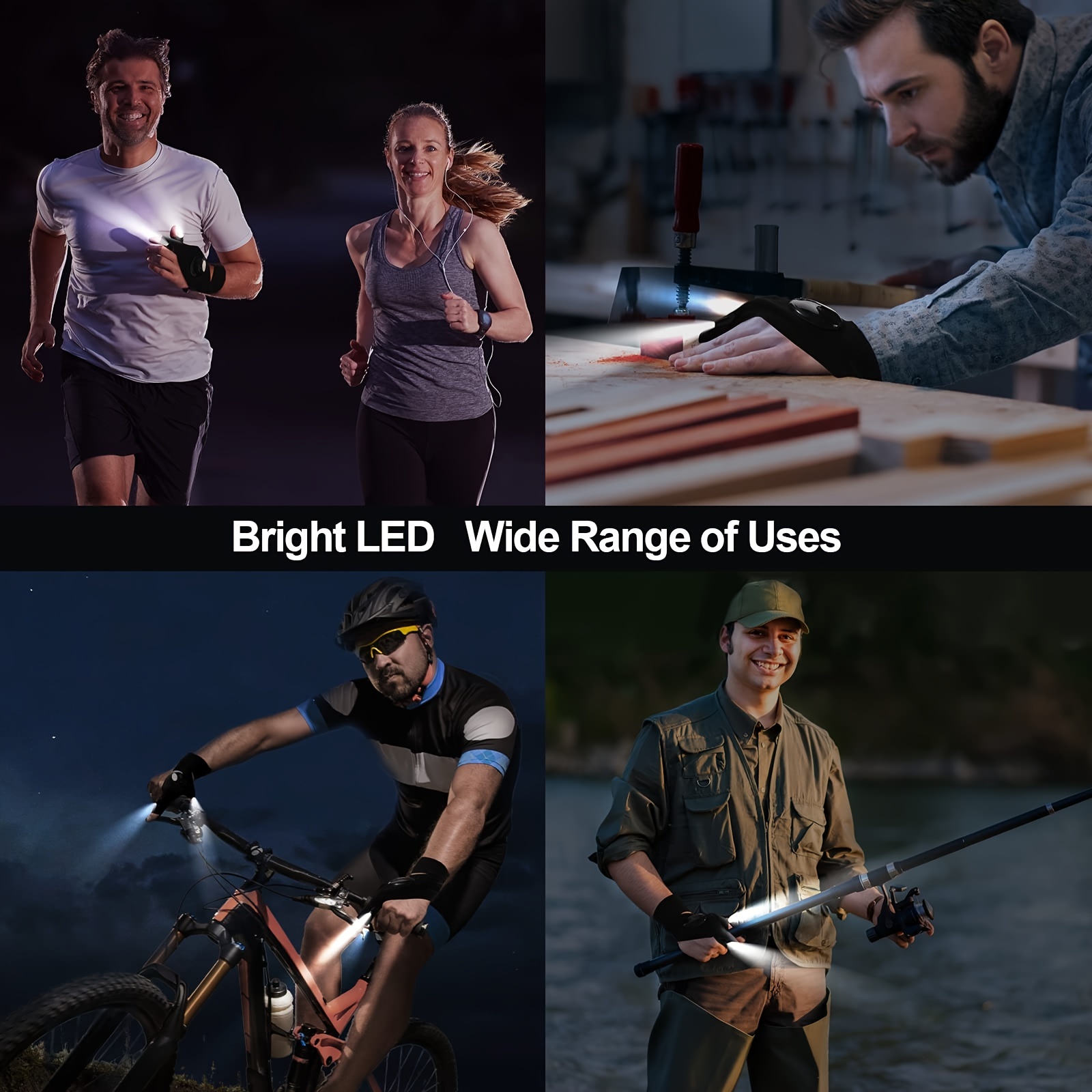 Guantes de ciclismo con linterna LED, 2 linternas LED, correa mágica para  reparación y trabajo, actividades al aire libre, rescate, deportes, pesca
