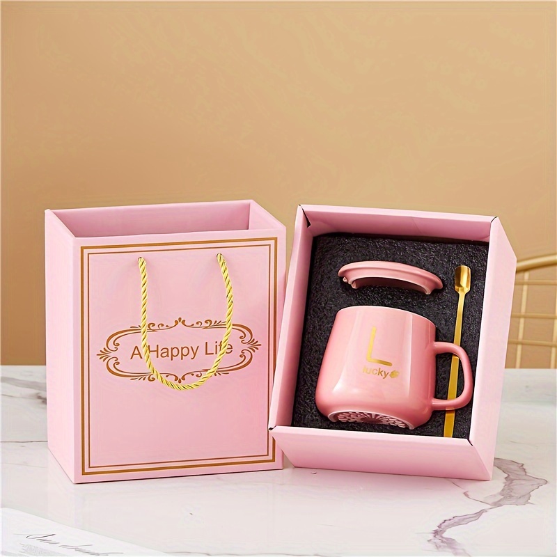 Lucky Coffee Mug With Lid Spoon And Gift Box Birthday Gifts - Temu United  Arab Emirates