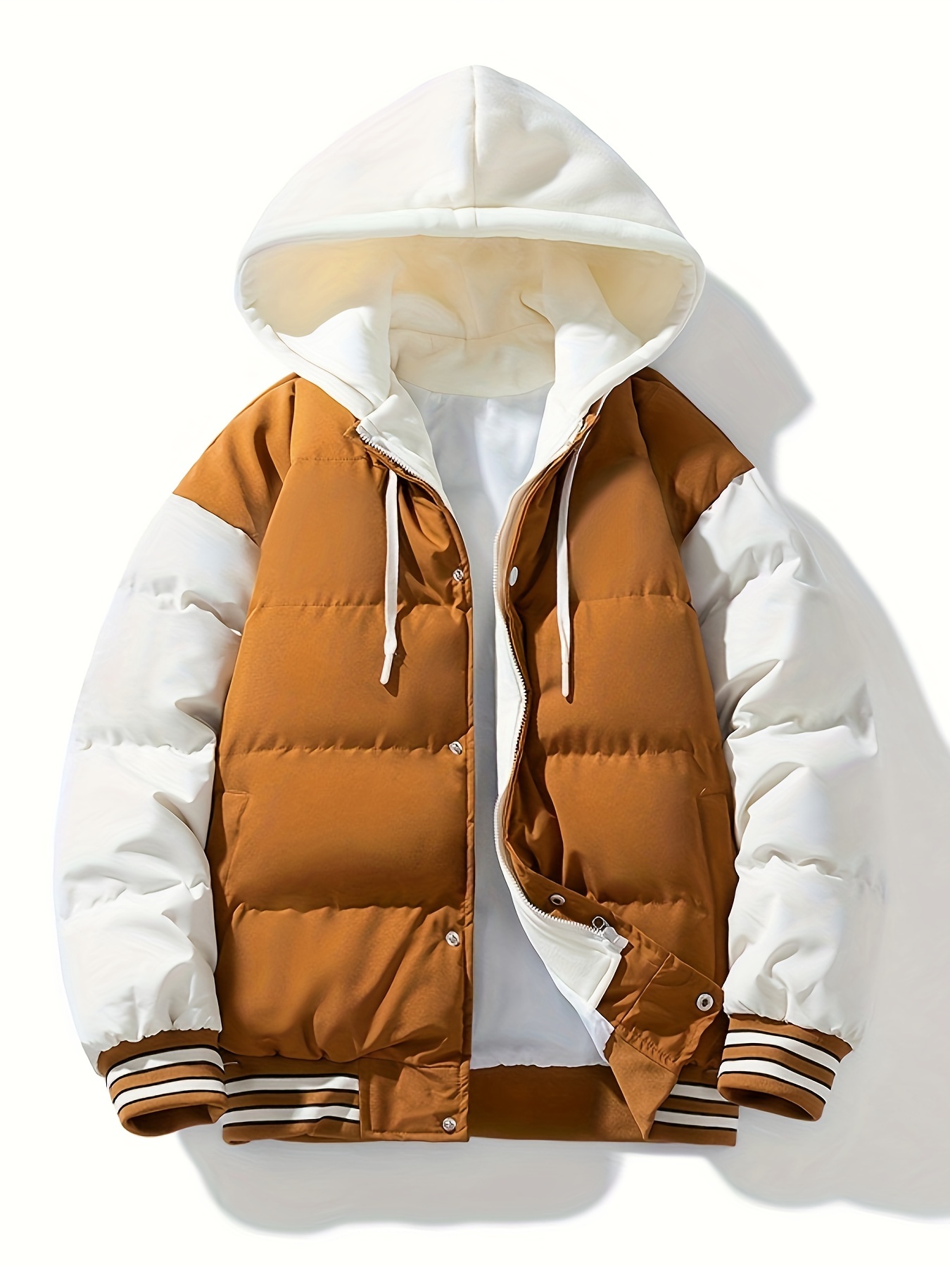 Men's Hooded Parka Coat Long Sleeve Winter Outdoor Jacket Mens