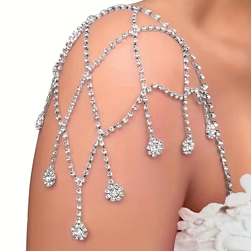 Sexy Crystal Shoulder Chain Rhinestone Bra Strap Wedding Jewelry For Women  Cross Bling Full Rhinestone Shoulder Strap Designer