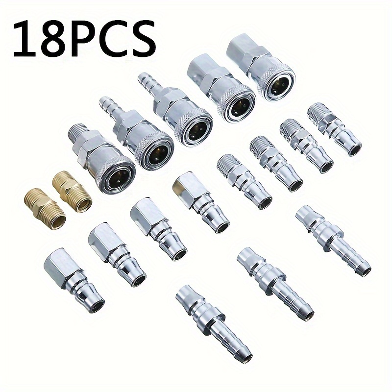 

18pcs Japanese-style Quick Connect Pneumatic Adapter Set - Iron, Fit For Hydraulic & Air Lines